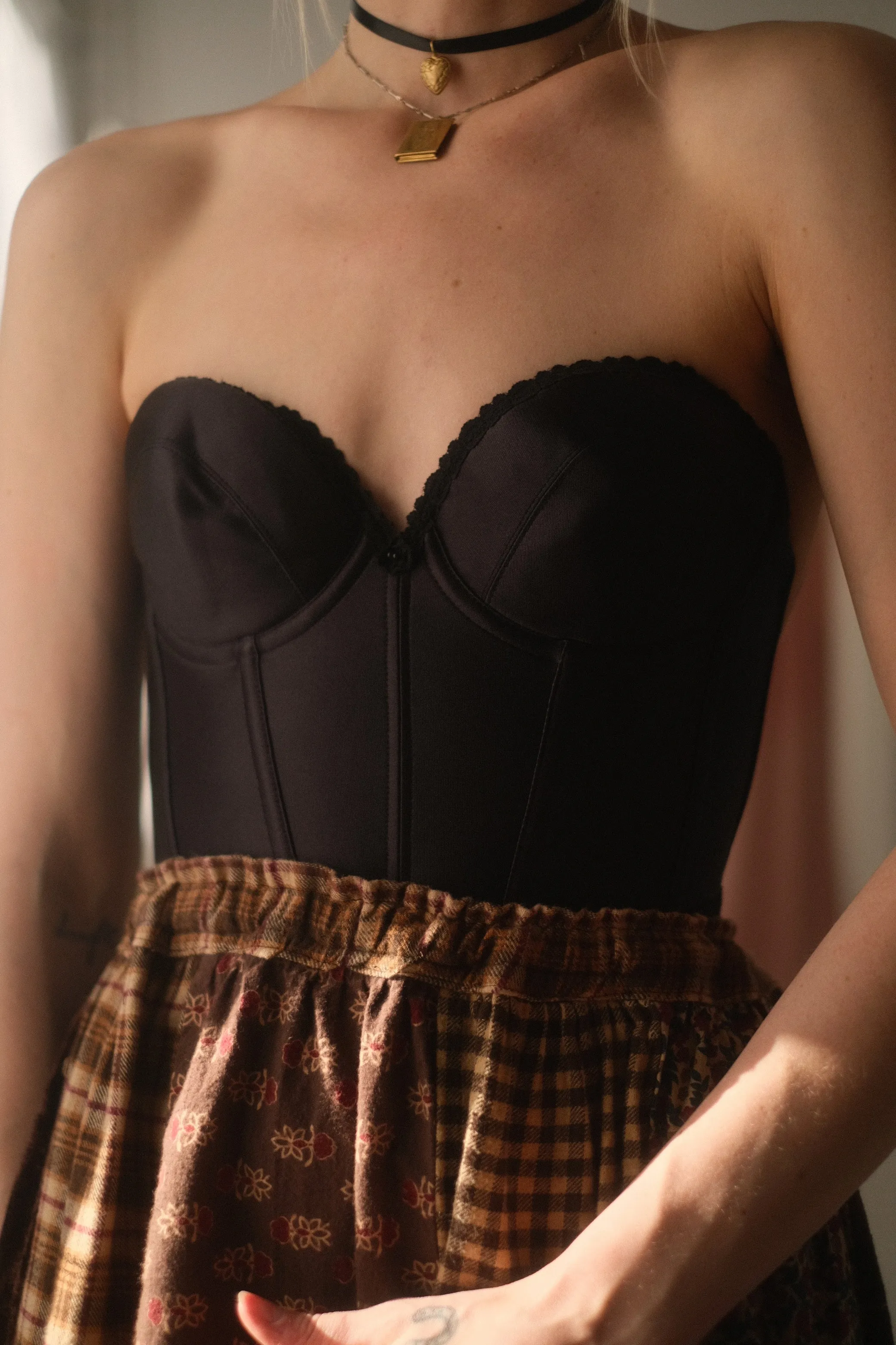 1990s Ebony Satin Bustier