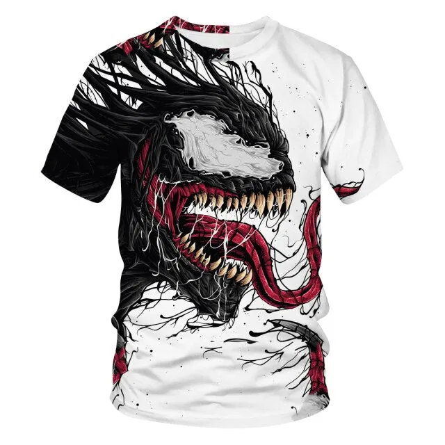 2021 Adult Children's T-shirt Movie Venom 3d Printed Top Boys And Girls Short Sleeve Cartoon Top Children's Clothing Polyester Q