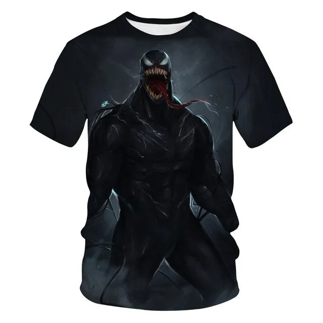 2021 Adult Children's T-shirt Movie Venom 3d Printed Top Boys And Girls Short Sleeve Cartoon Top Children's Clothing Polyester Q