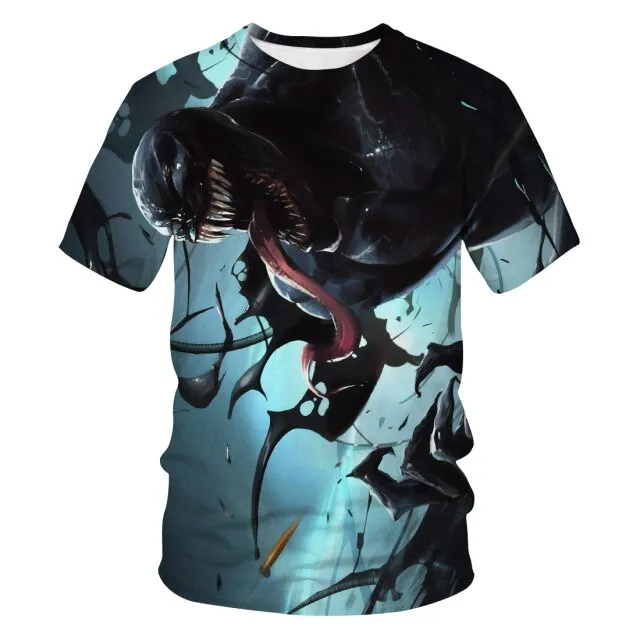 2021 Adult Children's T-shirt Movie Venom 3d Printed Top Boys And Girls Short Sleeve Cartoon Top Children's Clothing Polyester Q