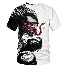 2021 Adult Children's T-shirt Movie Venom 3d Printed Top Boys And Girls Short Sleeve Cartoon Top Children's Clothing Polyester Q