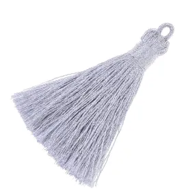 5.8cm Mini Polyester Gold and silver line tassels for jewelry making Necklace Earrings Silver,10pcs/lot