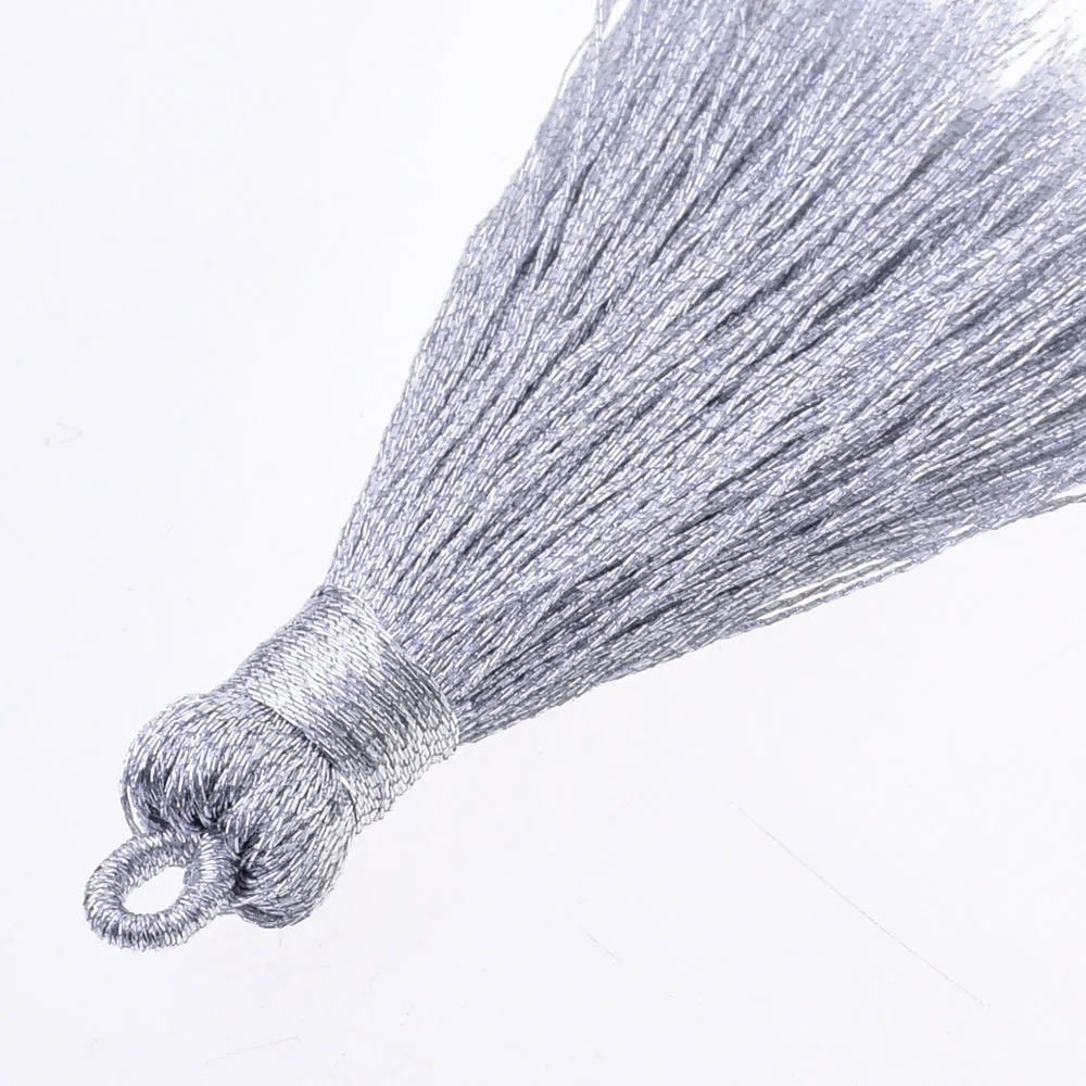 5.8cm Mini Polyester Gold and silver line tassels for jewelry making Necklace Earrings Silver,10pcs/lot