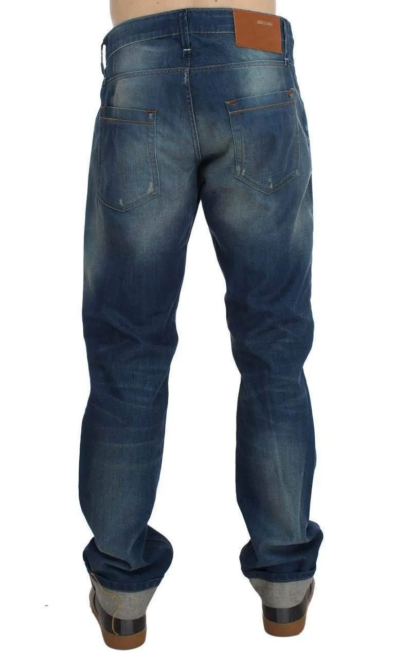 ACHT  Wash Denim Cotton Stretch Baggy Fit Jeans