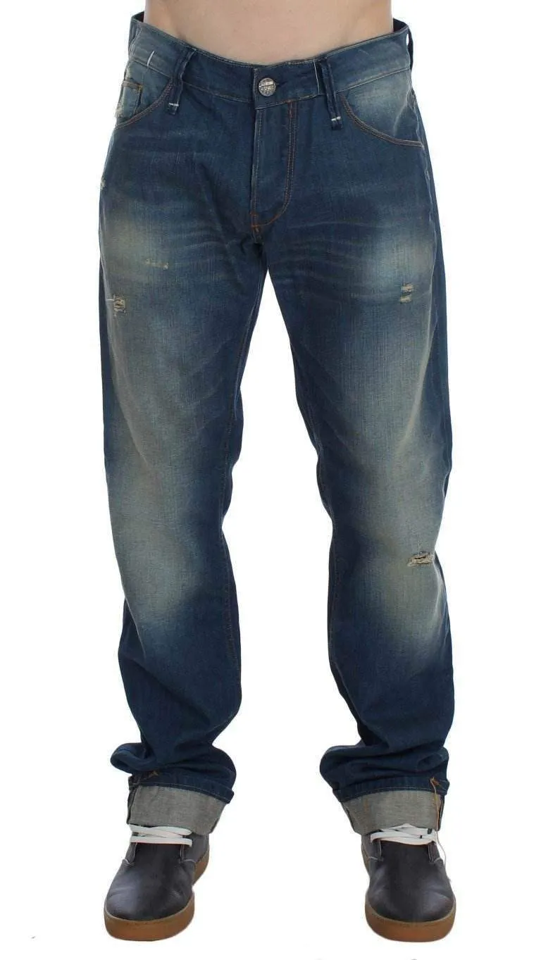 ACHT  Wash Denim Cotton Stretch Baggy Fit Jeans