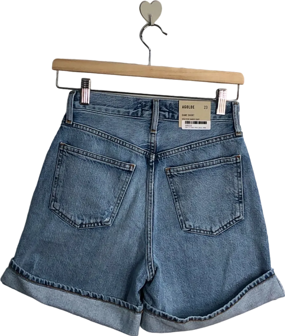 AGOLDE Blue High Rise Baggy Cuff Dame Short UK 6