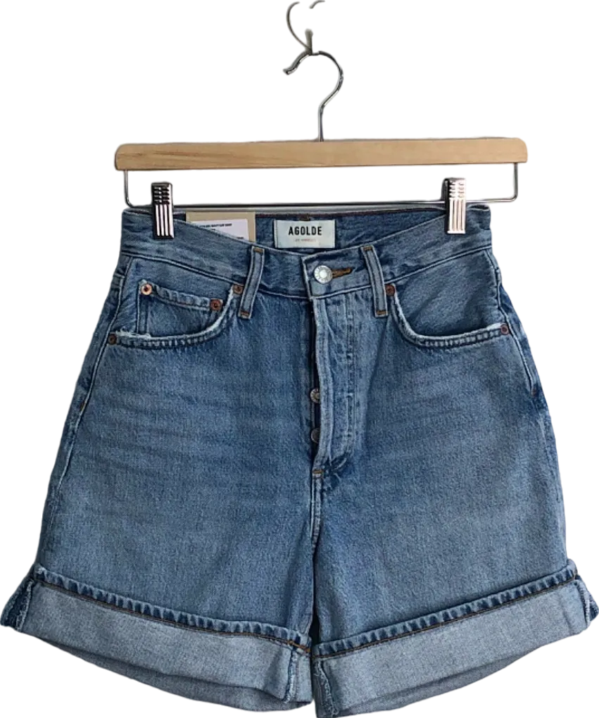 AGOLDE Blue High Rise Baggy Cuff Dame Short UK 6