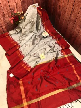 Aluminium Color Raw Silk Saree