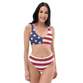 America Flag Bikini Set / High Waisted / Recycled Polyester