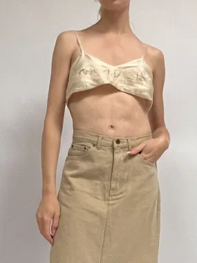 Antique Cream Silk Bralette (M)