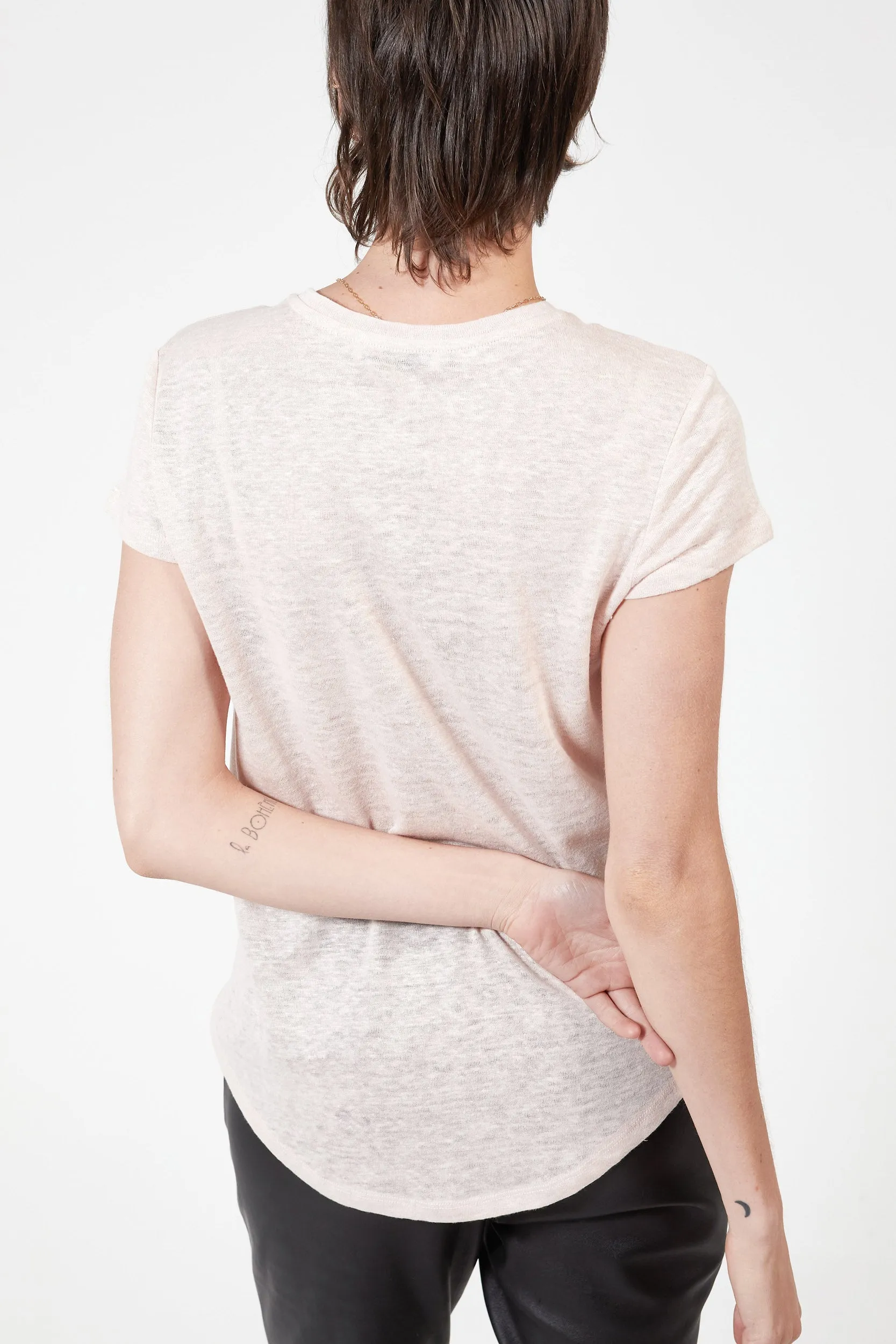 ASHTON LINEN TEE - SOFT PINK