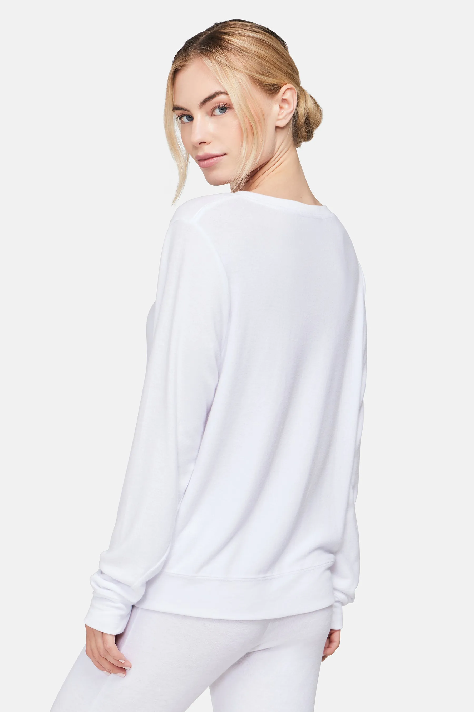 Baggy Beach Jumper Deep V | Clean White