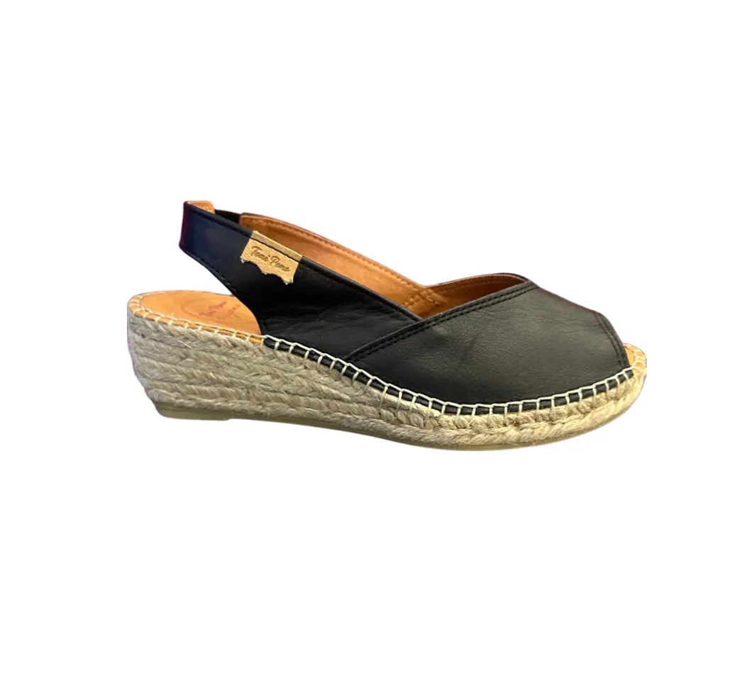 Bernia Black Leather  Espadrille