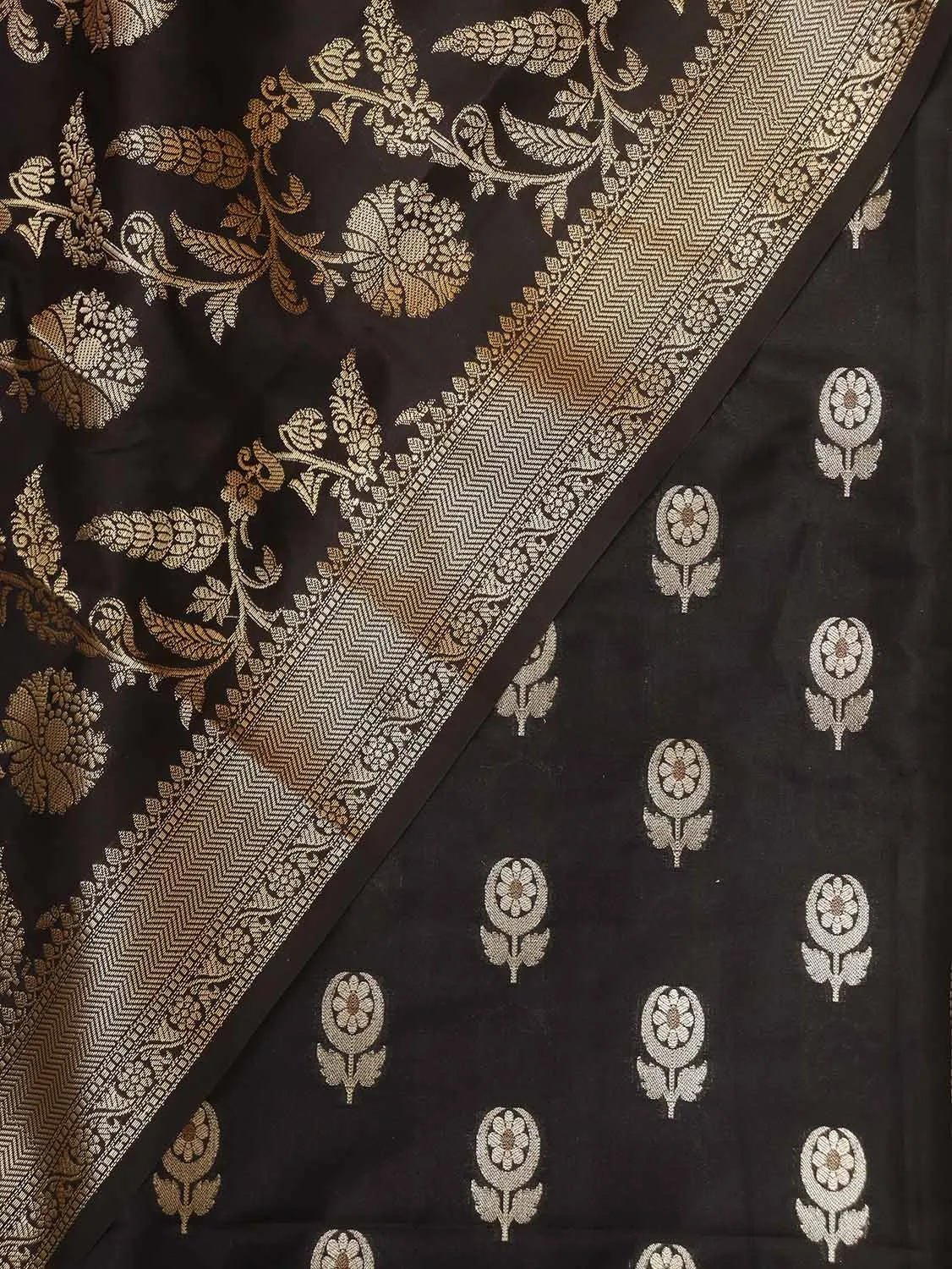 Black Banarasi Silk Suit With Black Banarasi Silk Dupatta