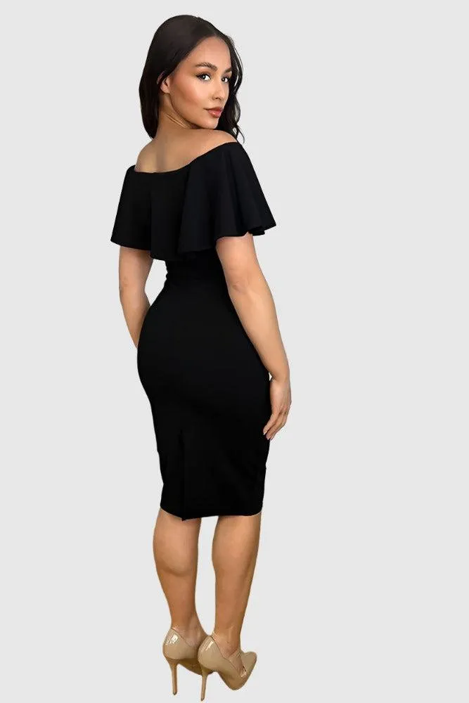 Black Bardot Bodycon Dress