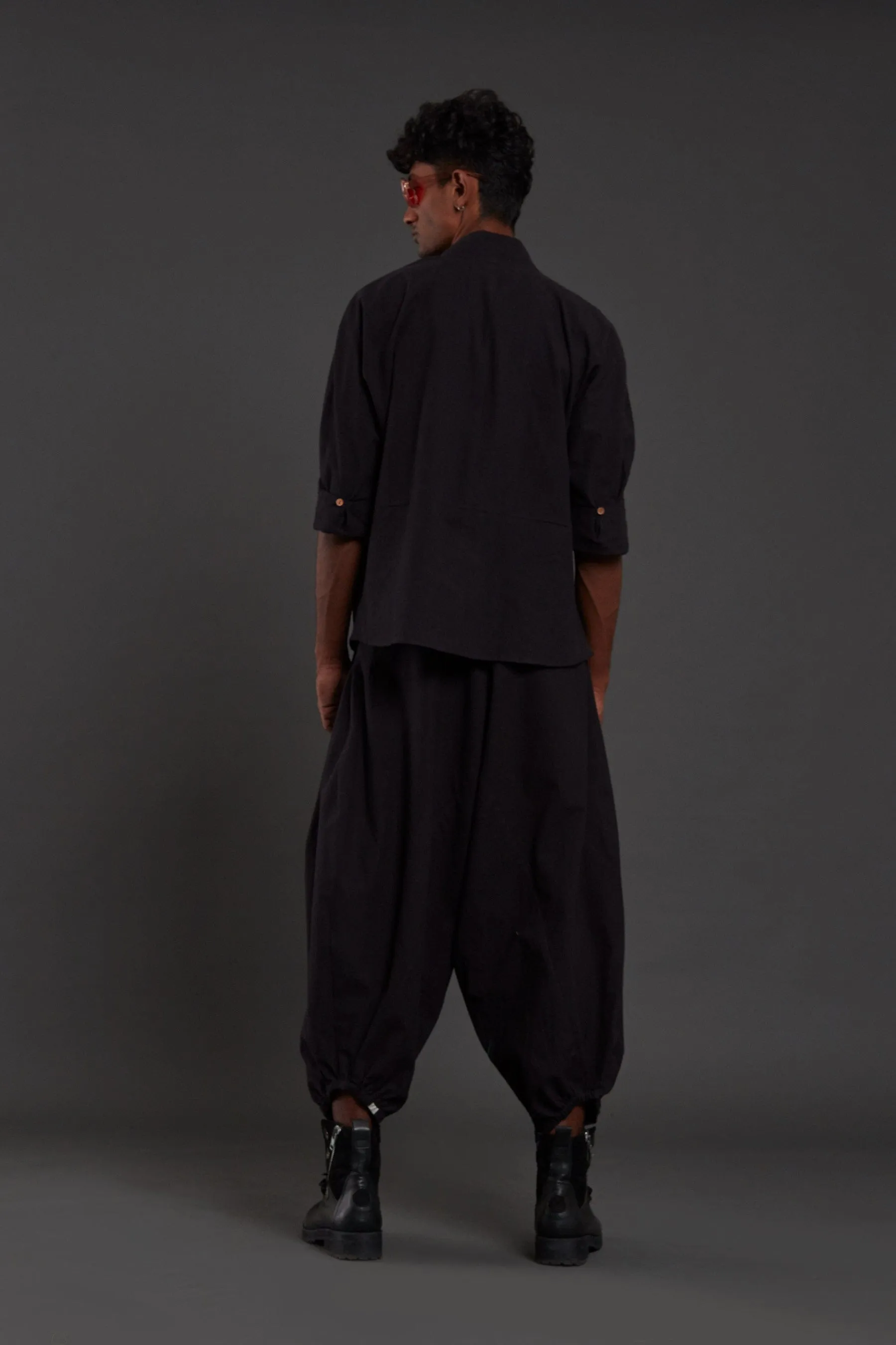 Black Overlap Baggy Set