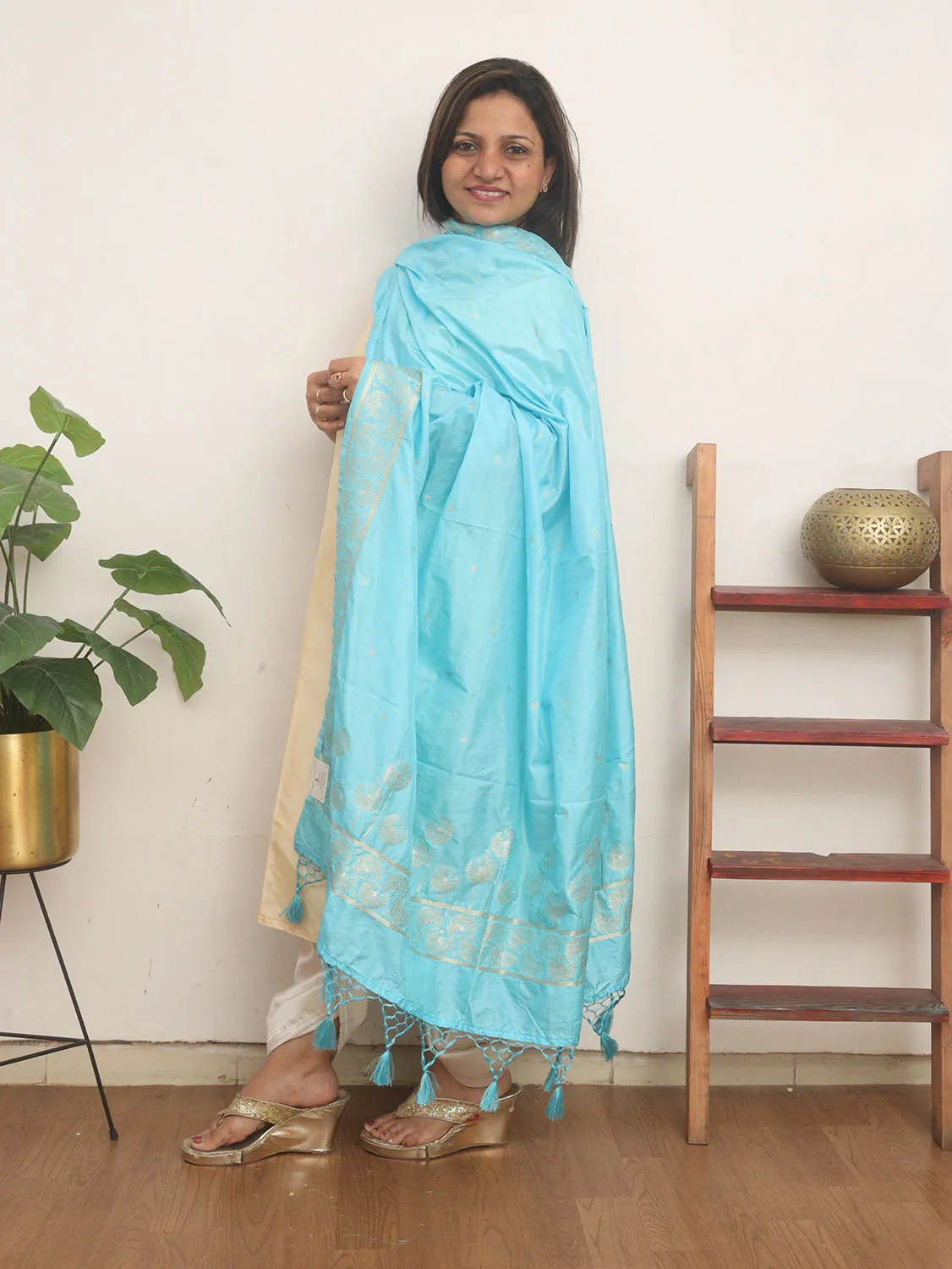 Blue Banarasi Silk Dupatta