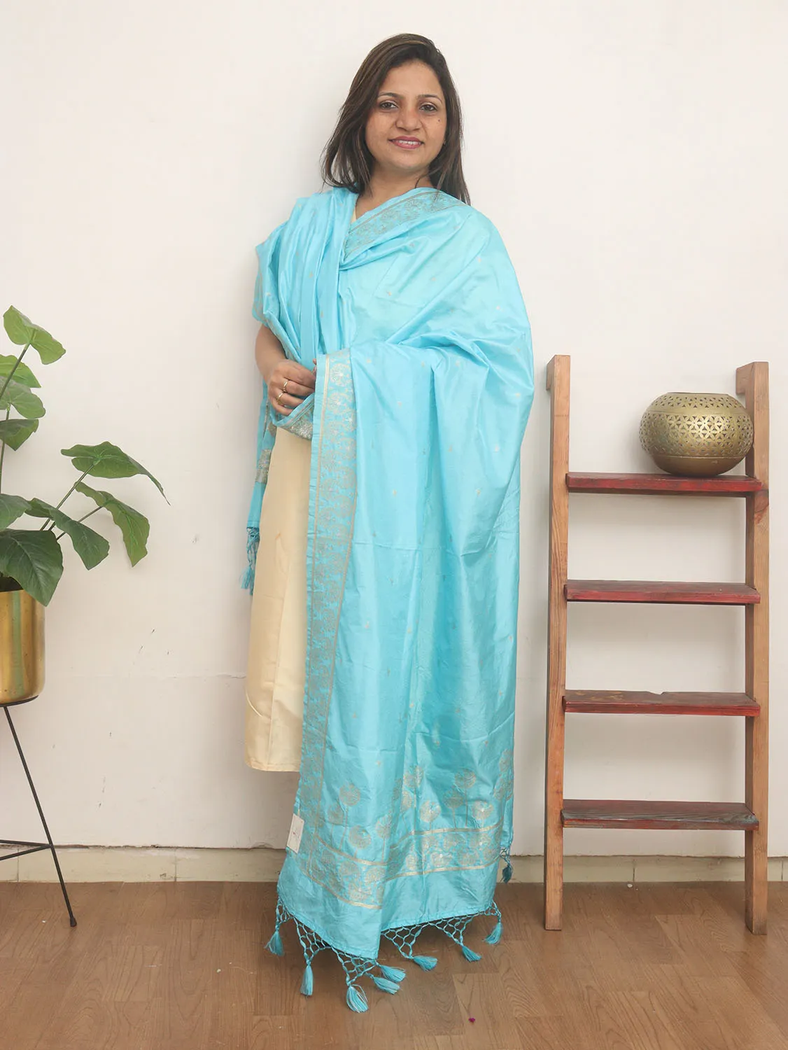 Blue Banarasi Silk Dupatta