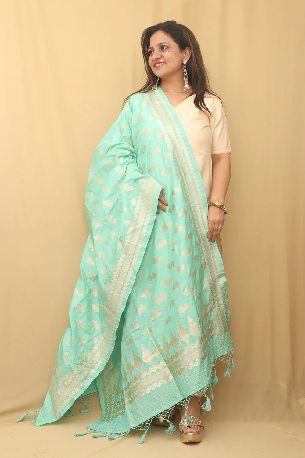 Blue Banarasi Silk Dupatta