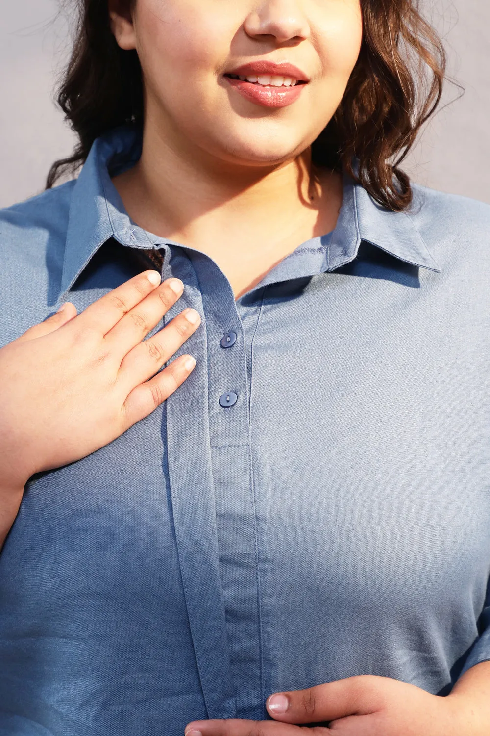 Blue Cotton Linen Shirt