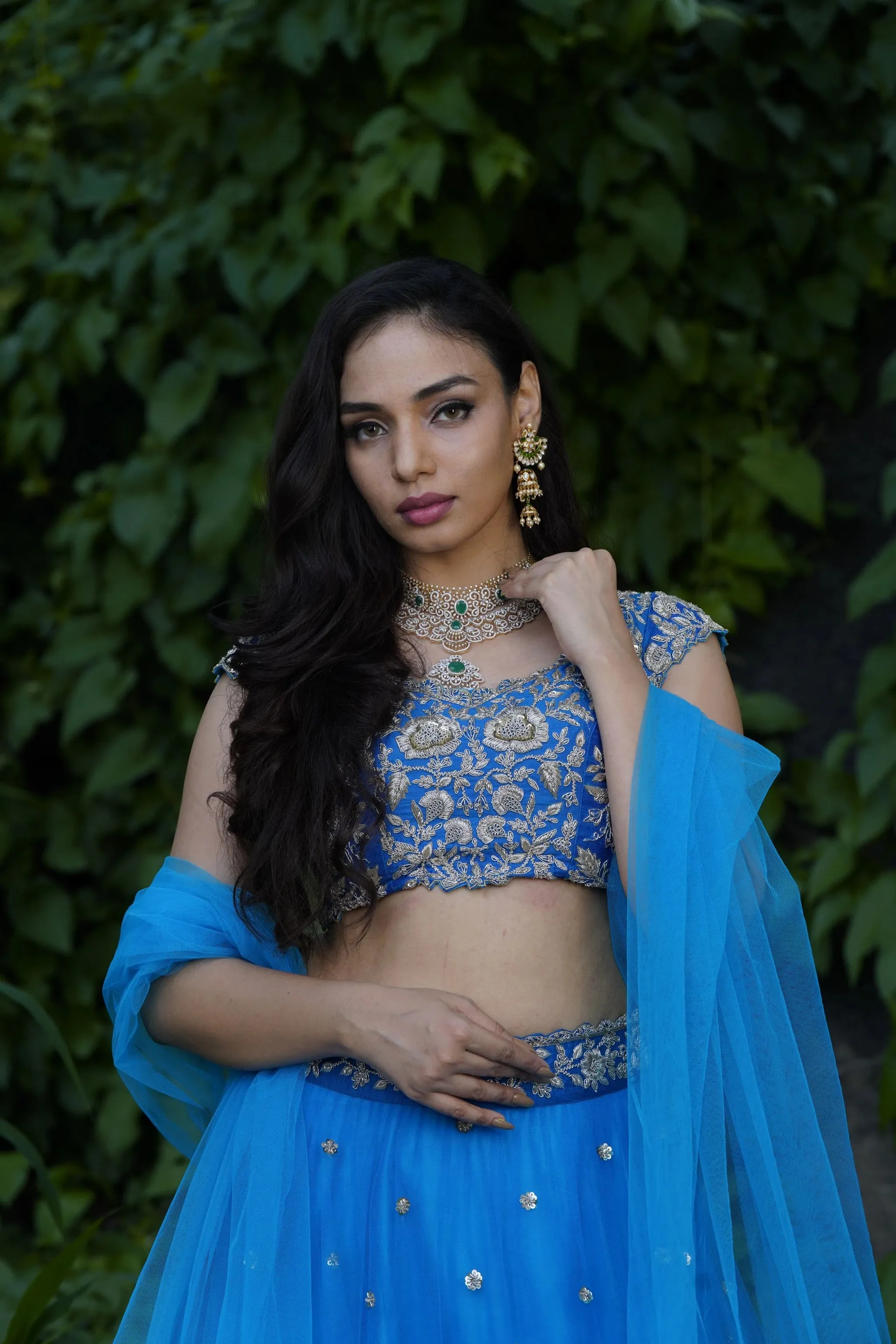 Blue Raw Silk Lehenga Set