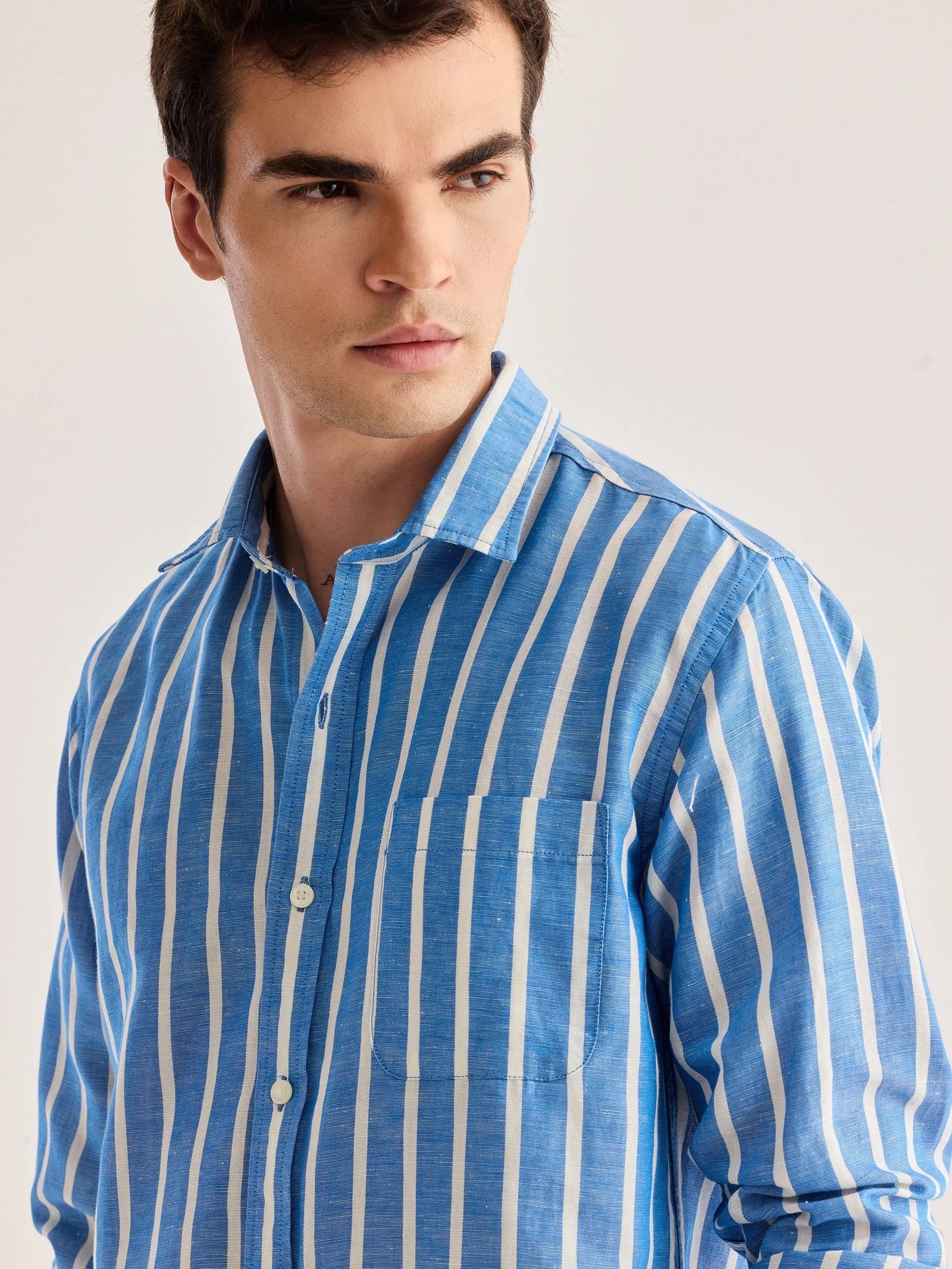 Blue Striped Linen Shirt