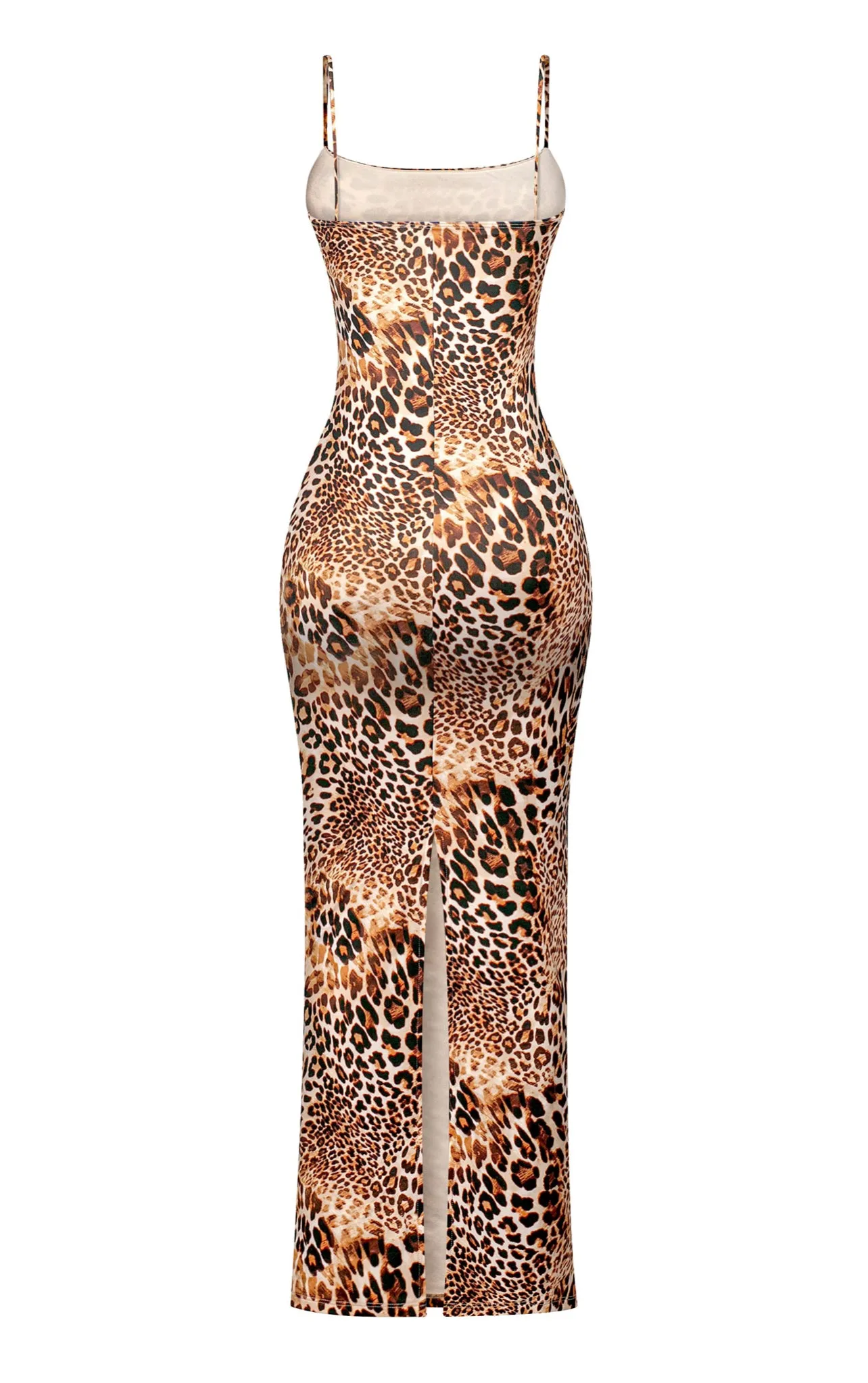 Brenda Sleeveless Cami Bodycon Leopard Maxi Dress