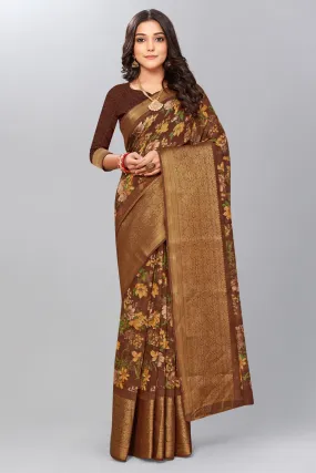 Brown Art Silk Saree