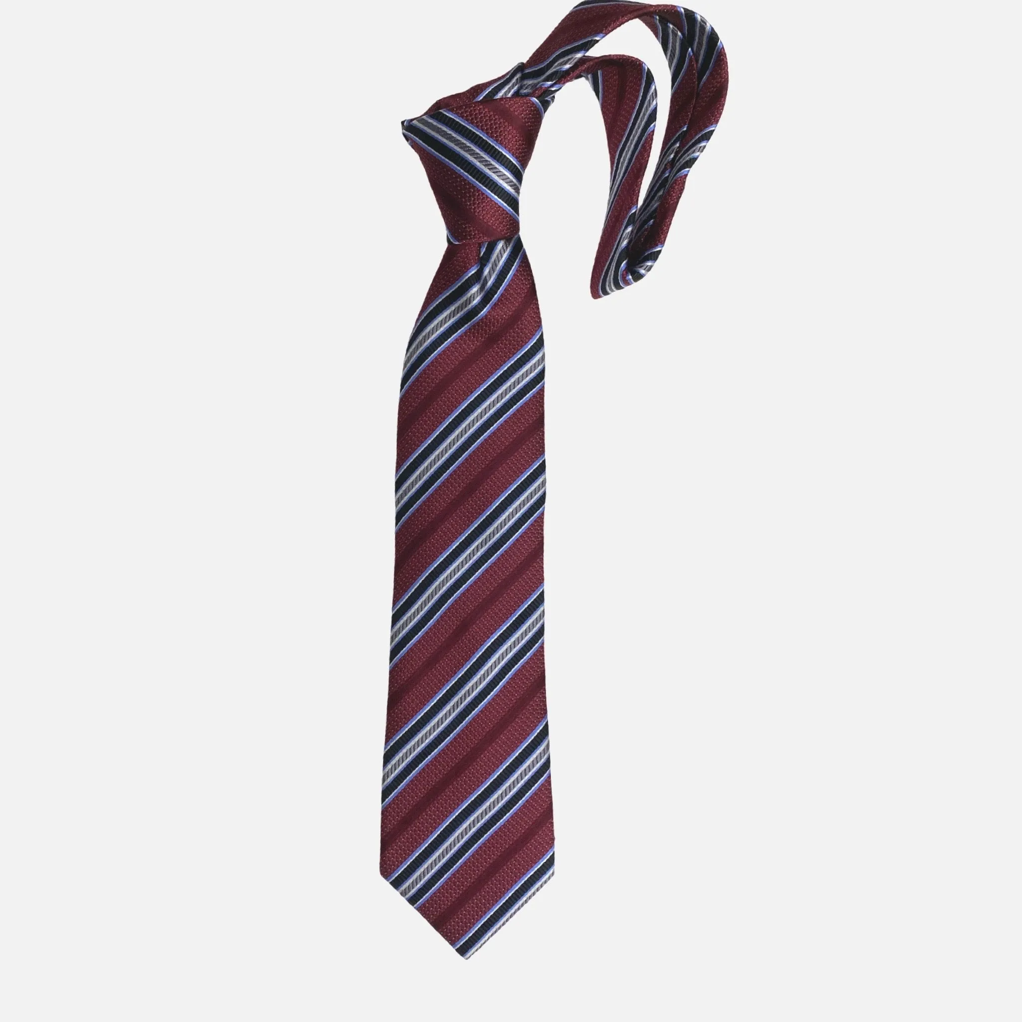 Burgundy Striped Silk Necktie