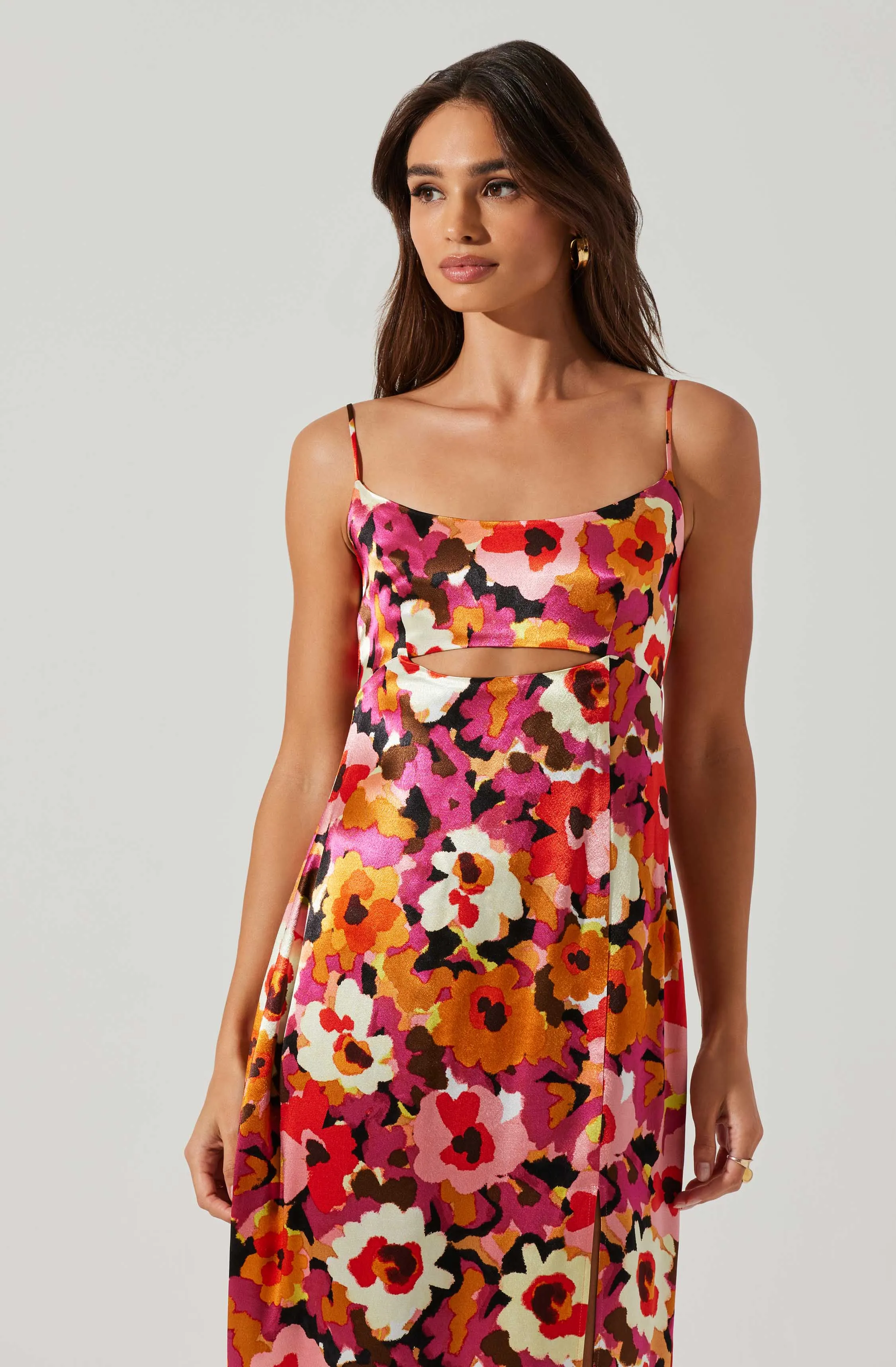 Chelsi Floral Satin Midi Dress