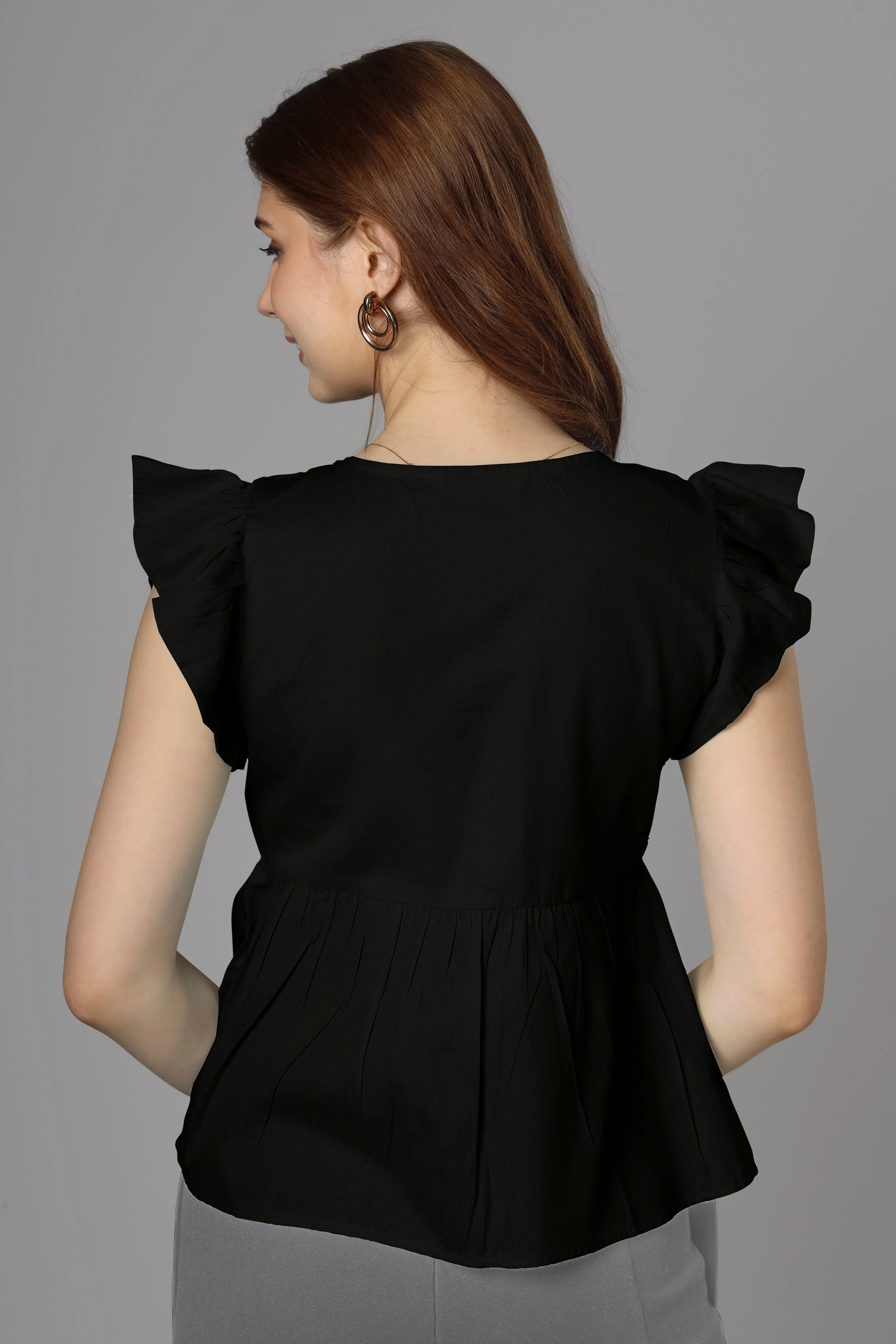 Classic Black Cotton Top For Women