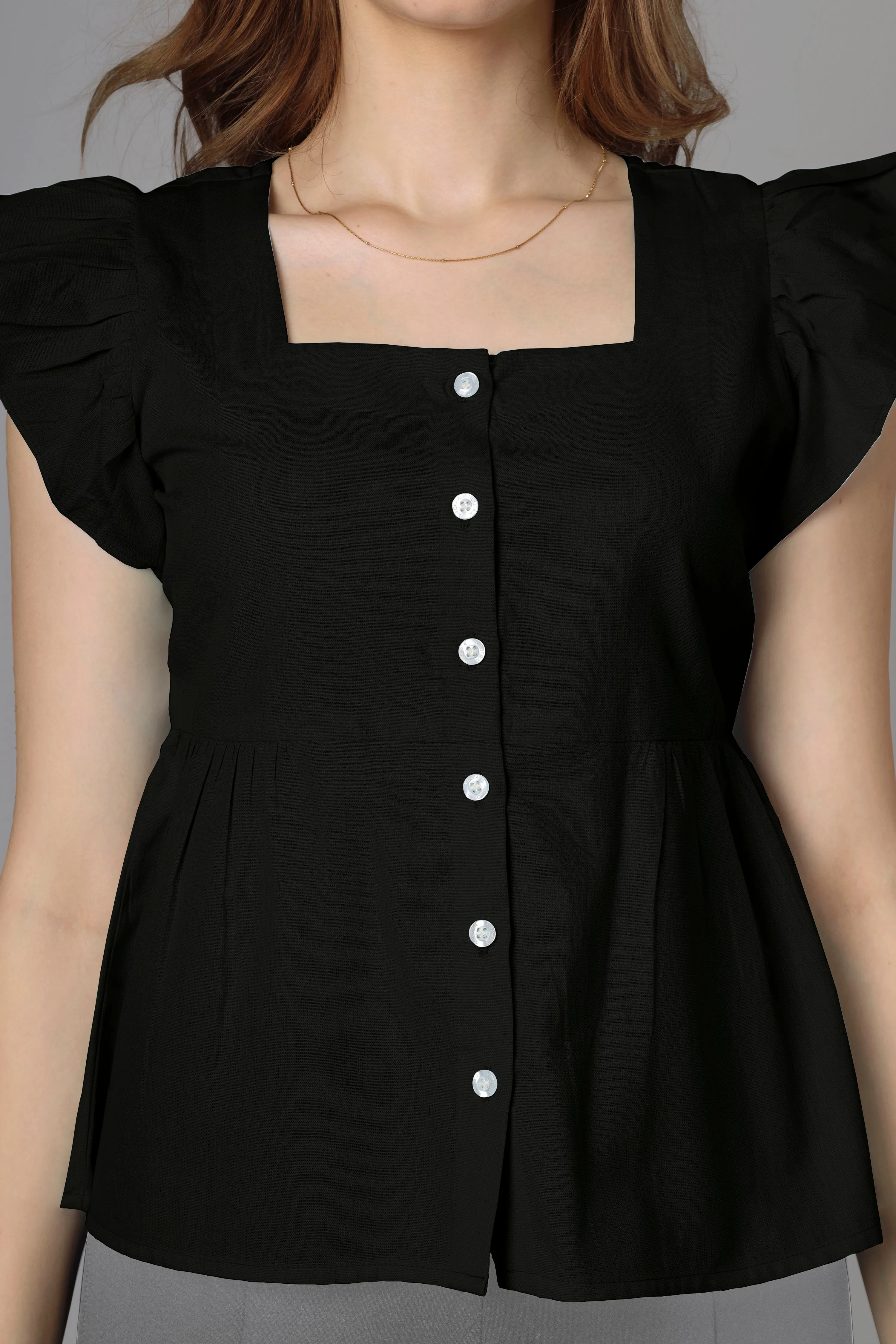 Classic Black Cotton Top For Women