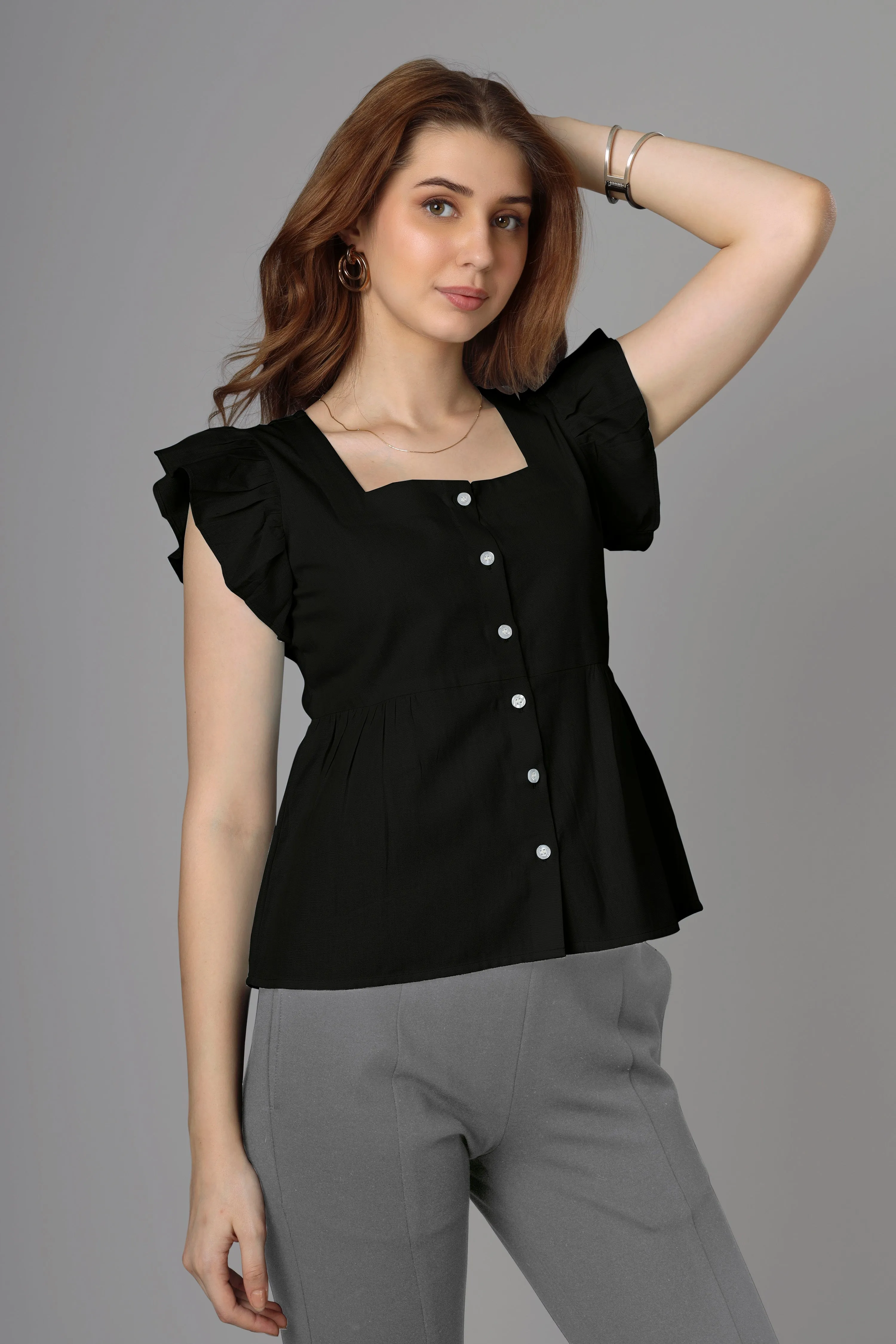 Classic Black Cotton Top For Women