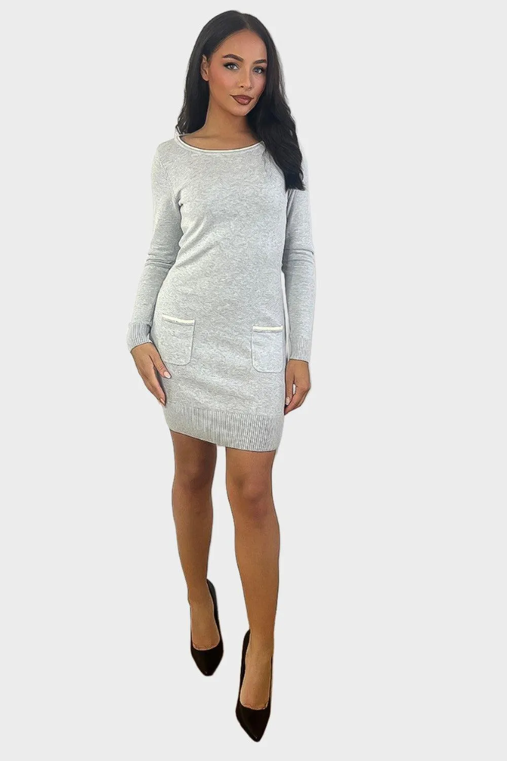 Contrast Details Bodycon Knitted Dress