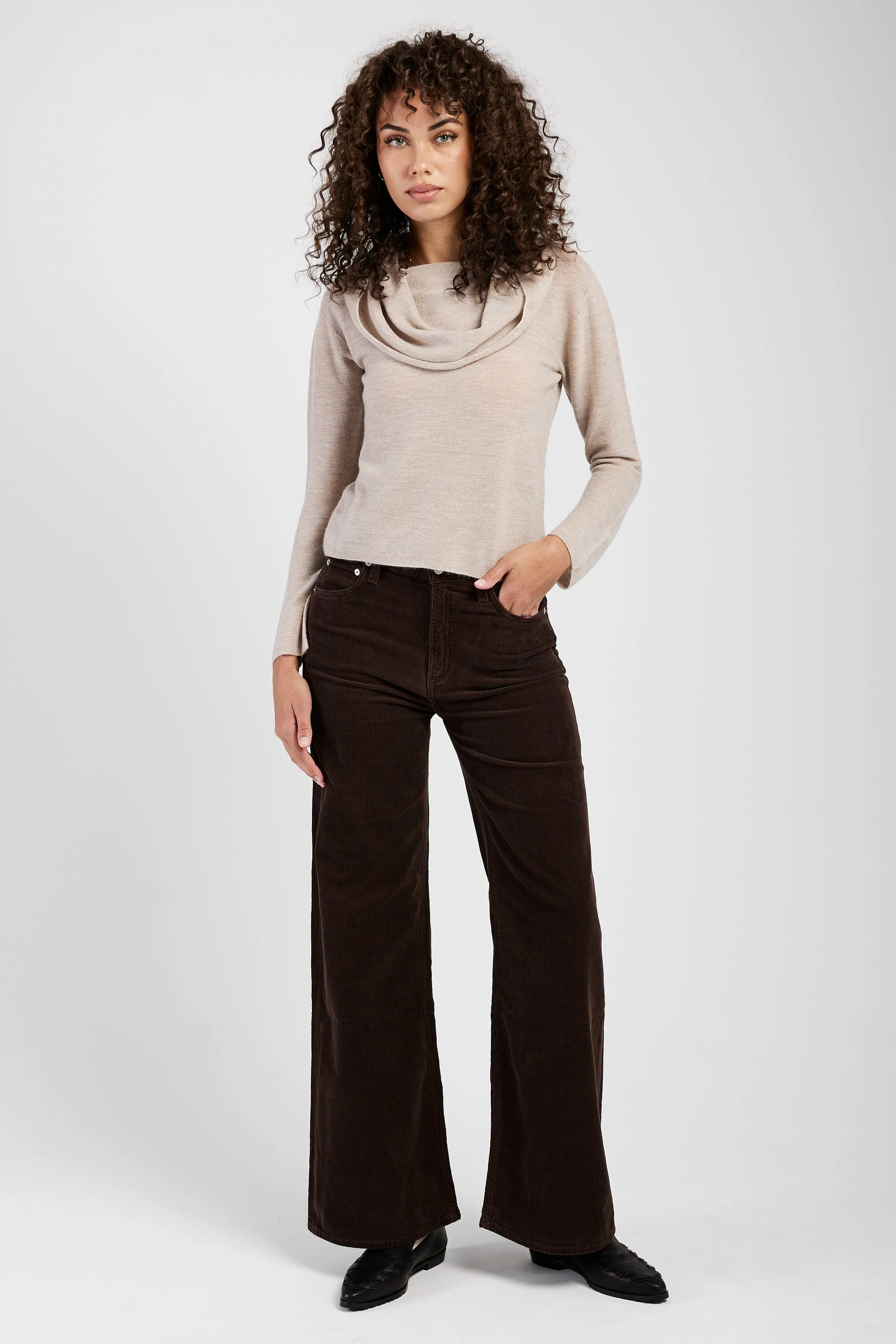 Corduroy Paloma Baggy Pant in Dark Brown