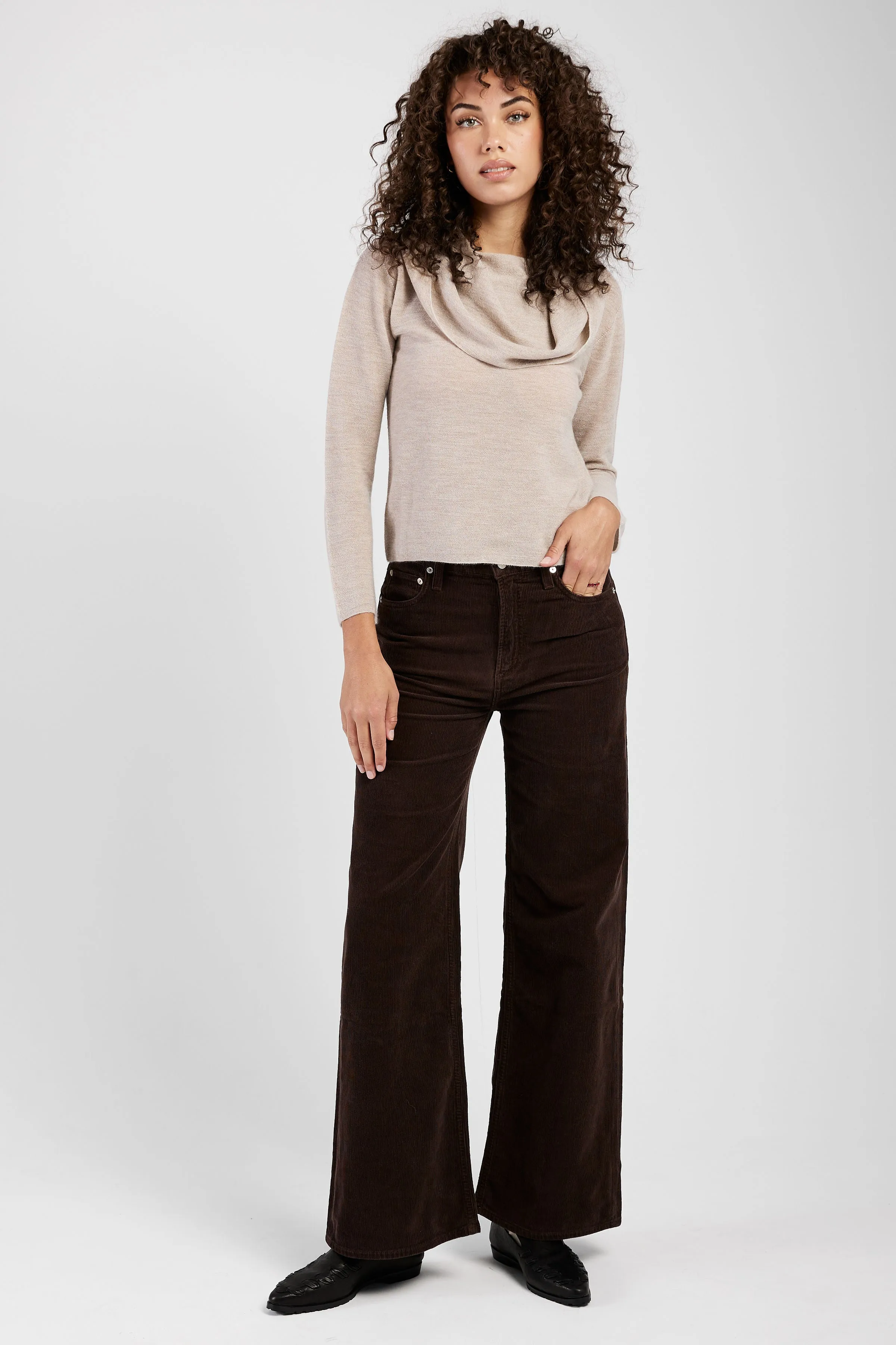 Corduroy Paloma Baggy Pant in Dark Brown