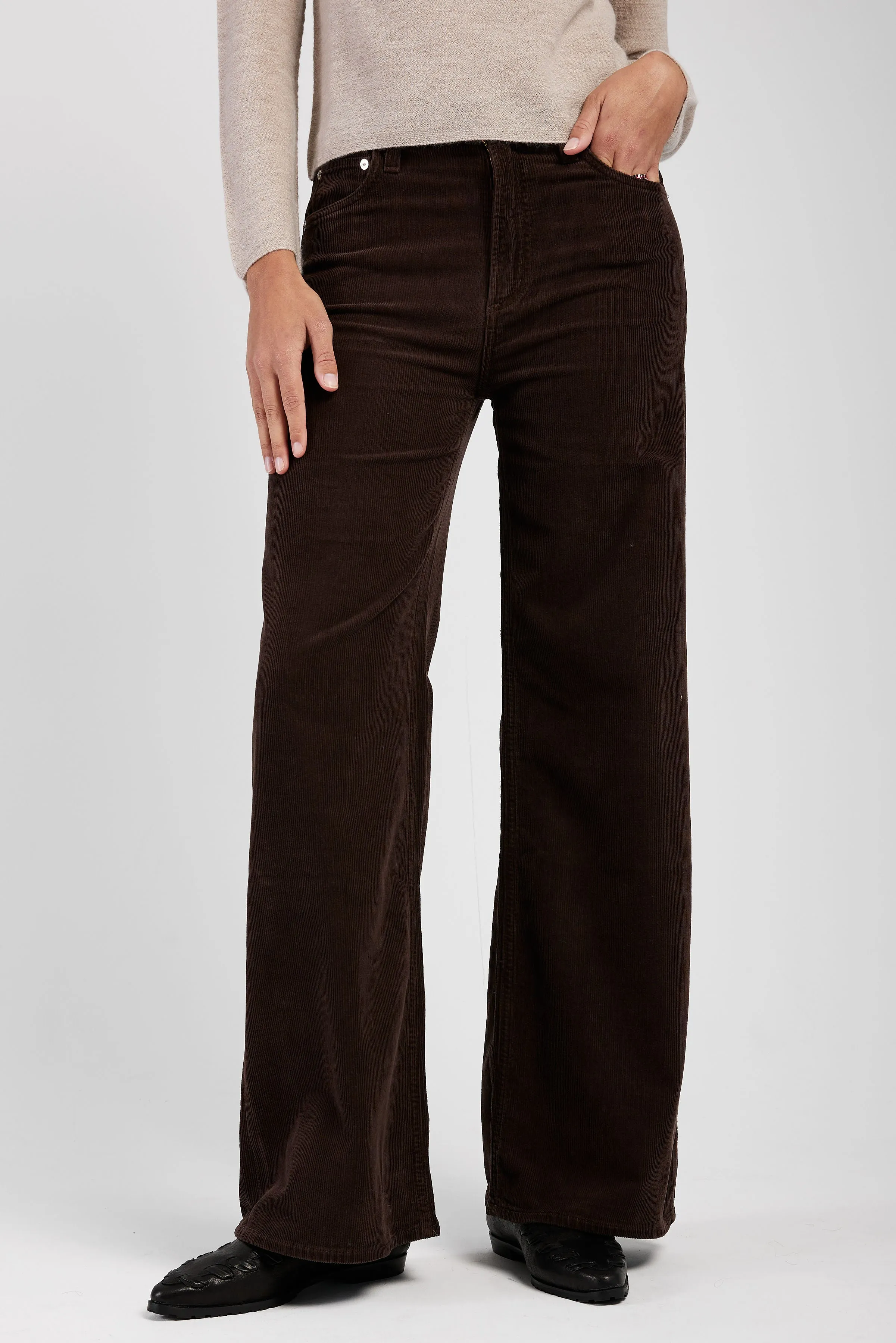 Corduroy Paloma Baggy Pant in Dark Brown