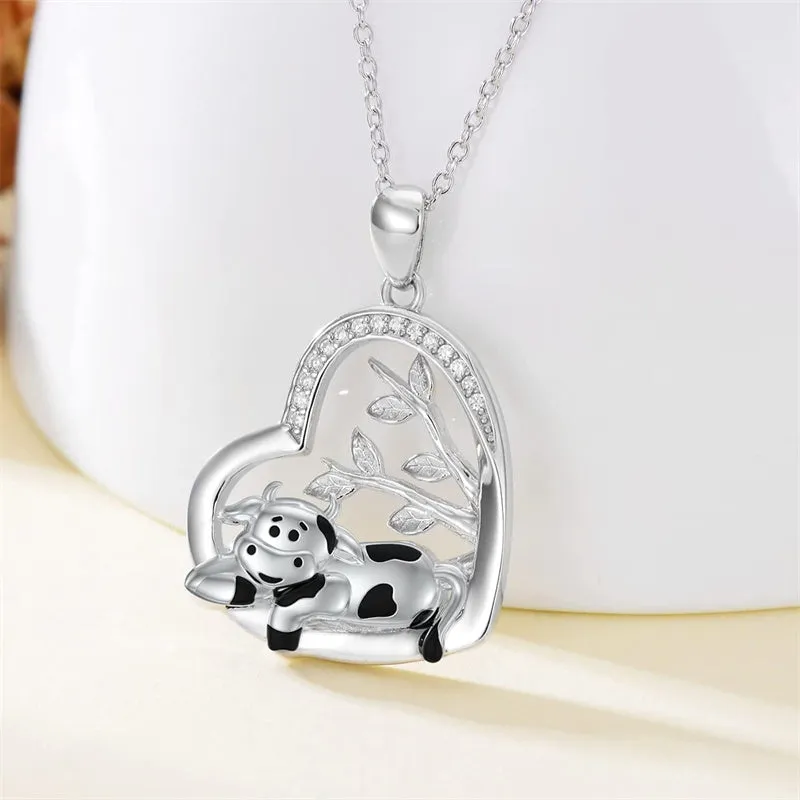 Cow Necklace for Women 925 Sterling Silver Cow Jewelry Gifts for Women Girls