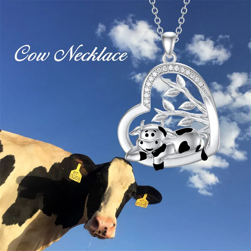 Cow Necklace for Women 925 Sterling Silver Cow Jewelry Gifts for Women Girls