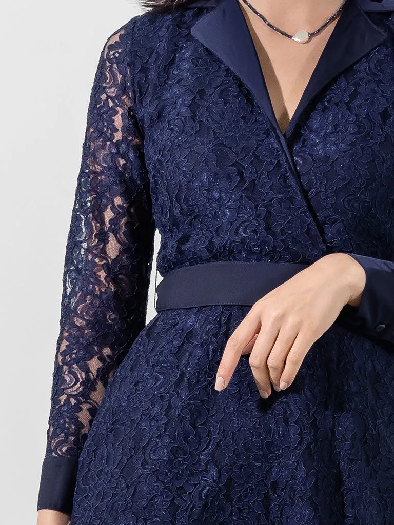 Duchessa Navy Lace Dress