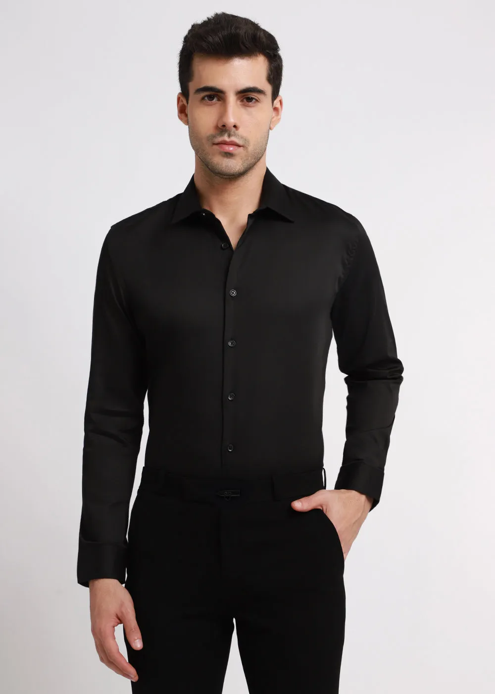 Ebony Black Satin Shirt