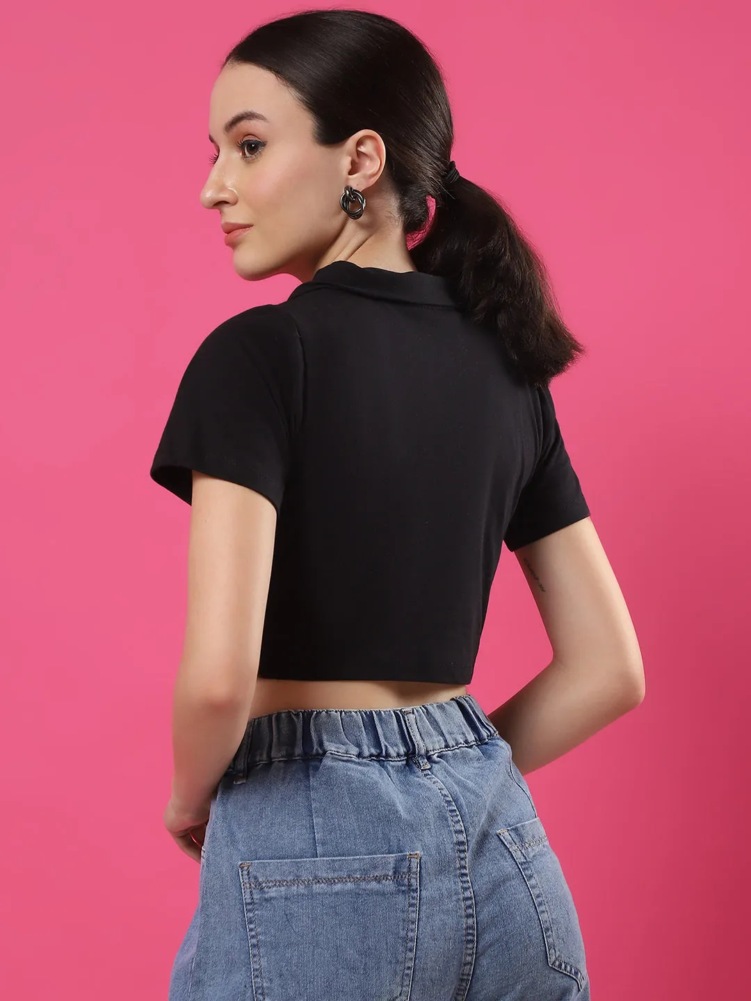 Elegant Polo Crop Top for Women