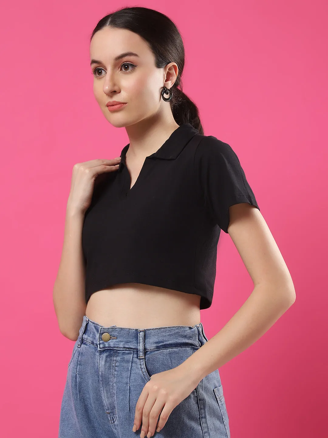 Elegant Polo Crop Top for Women