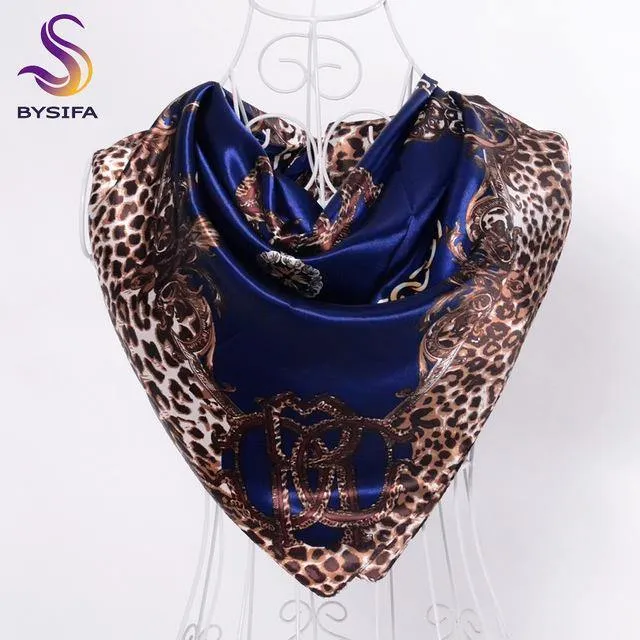 Elegent Women Large Square Silk Scarf Printed,90*90cm Fashion Spring And Autumn Grey And Purple Polyester Silk Scarf Shawl