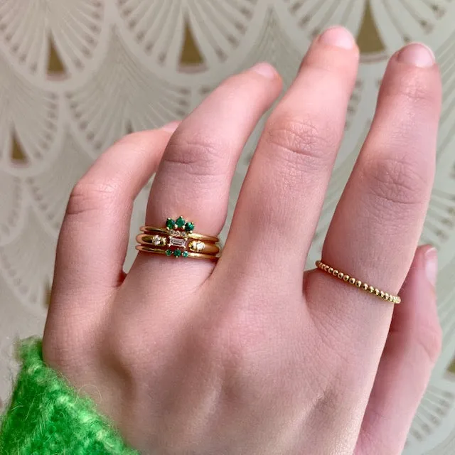 Emerald Baguette Lace Ring