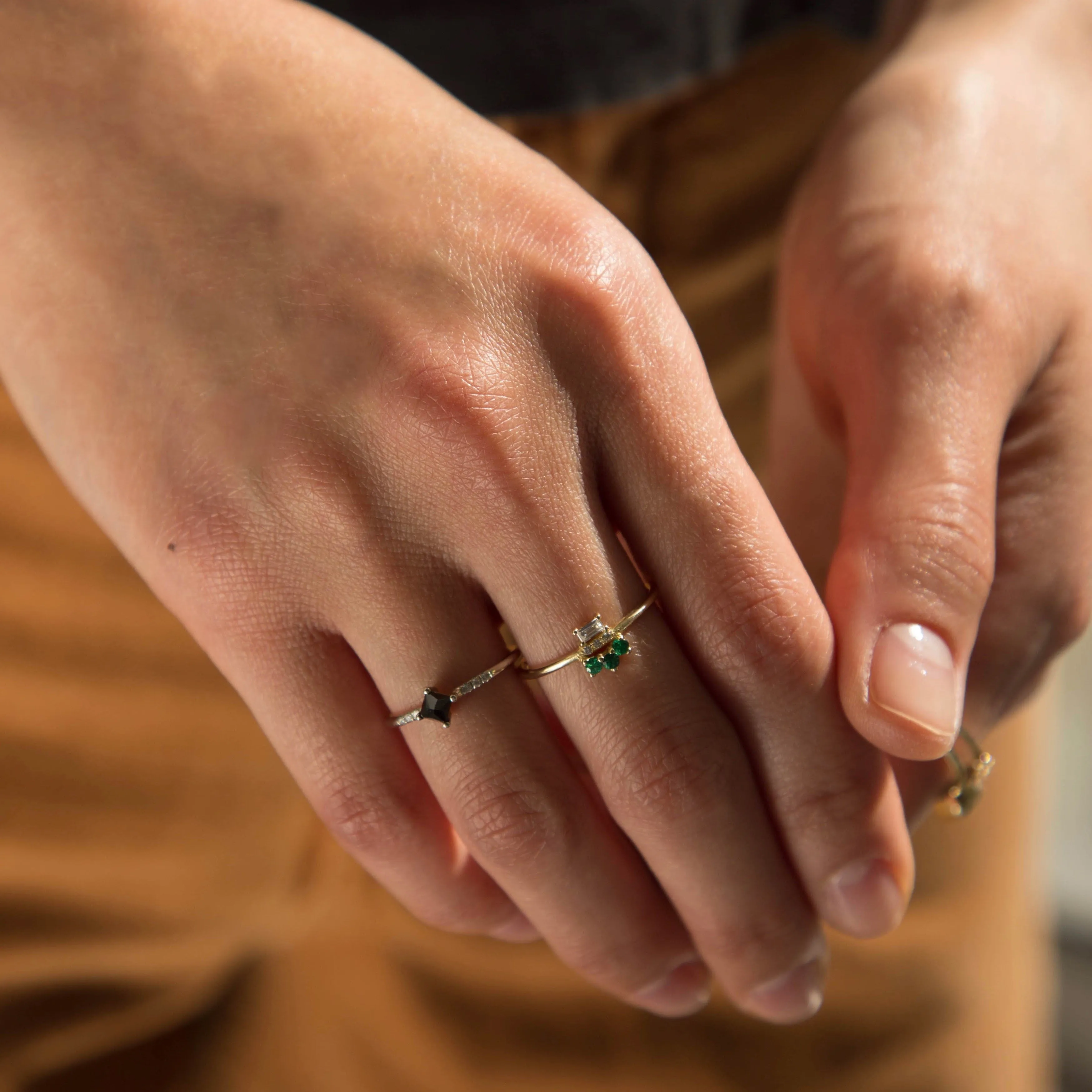 Emerald Baguette Lace Ring