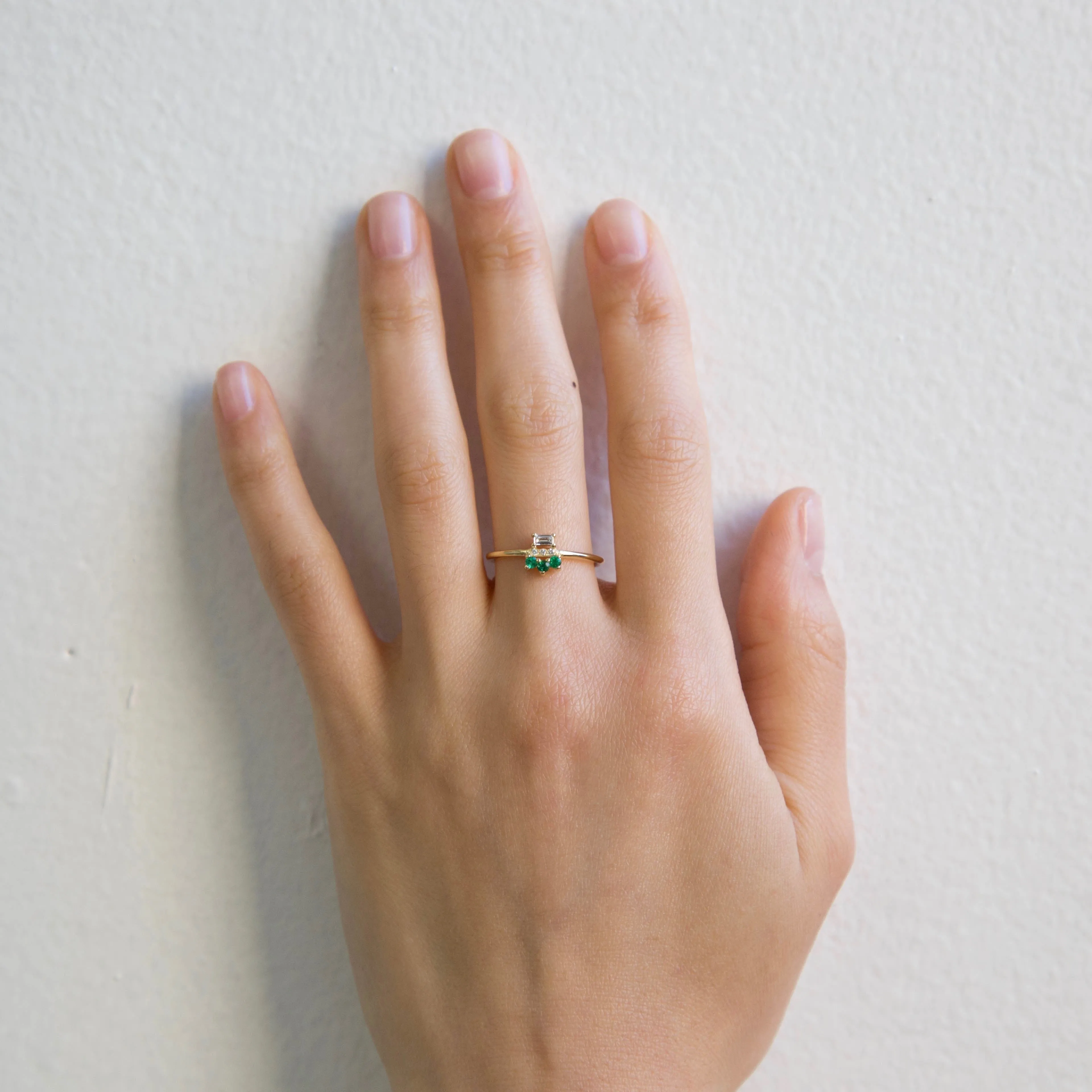 Emerald Baguette Lace Ring