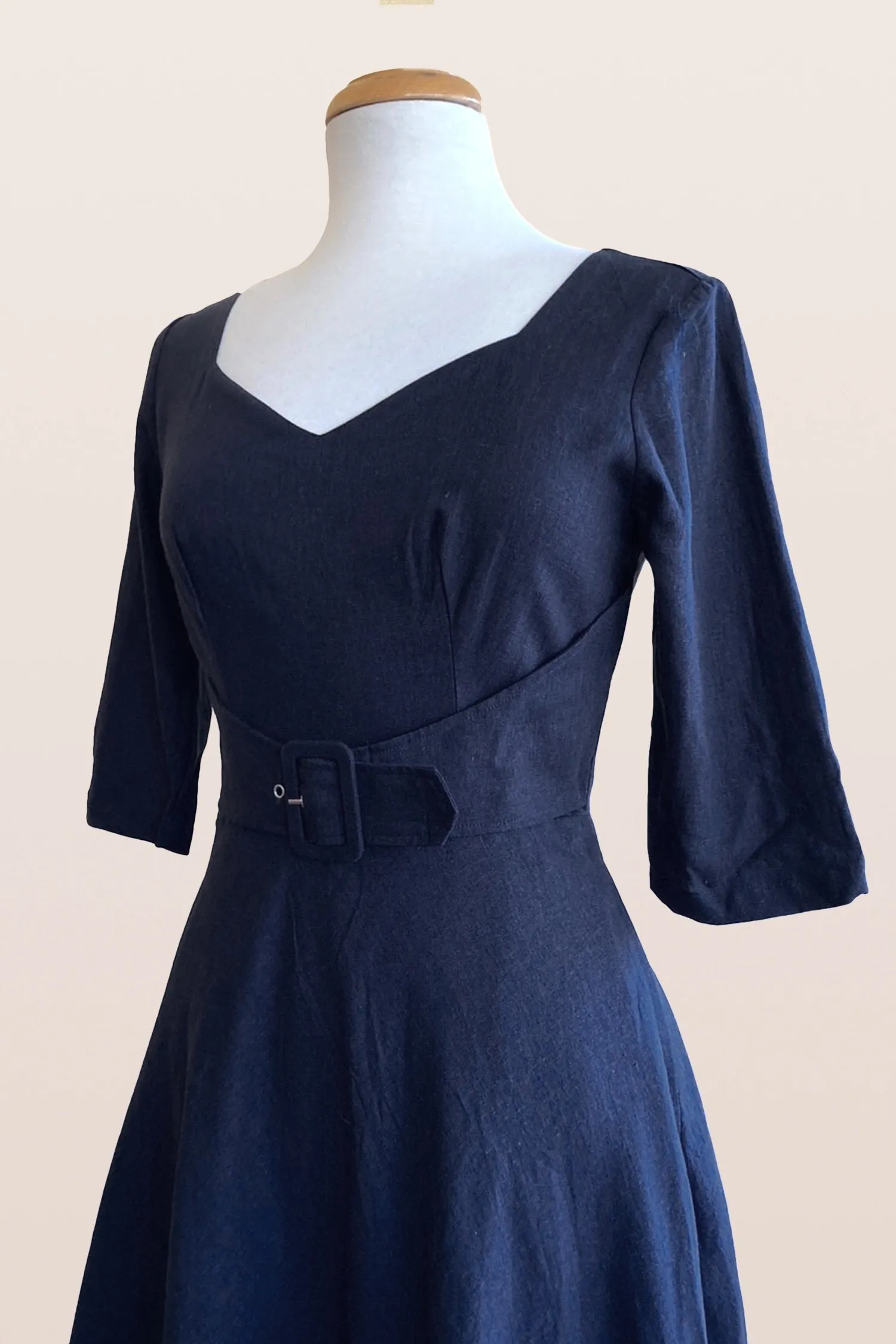 Esmee Navy Linen Dress