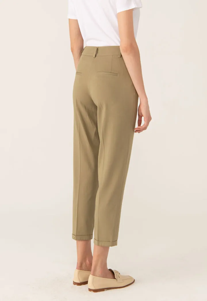 Folded Hem Linen Trouser