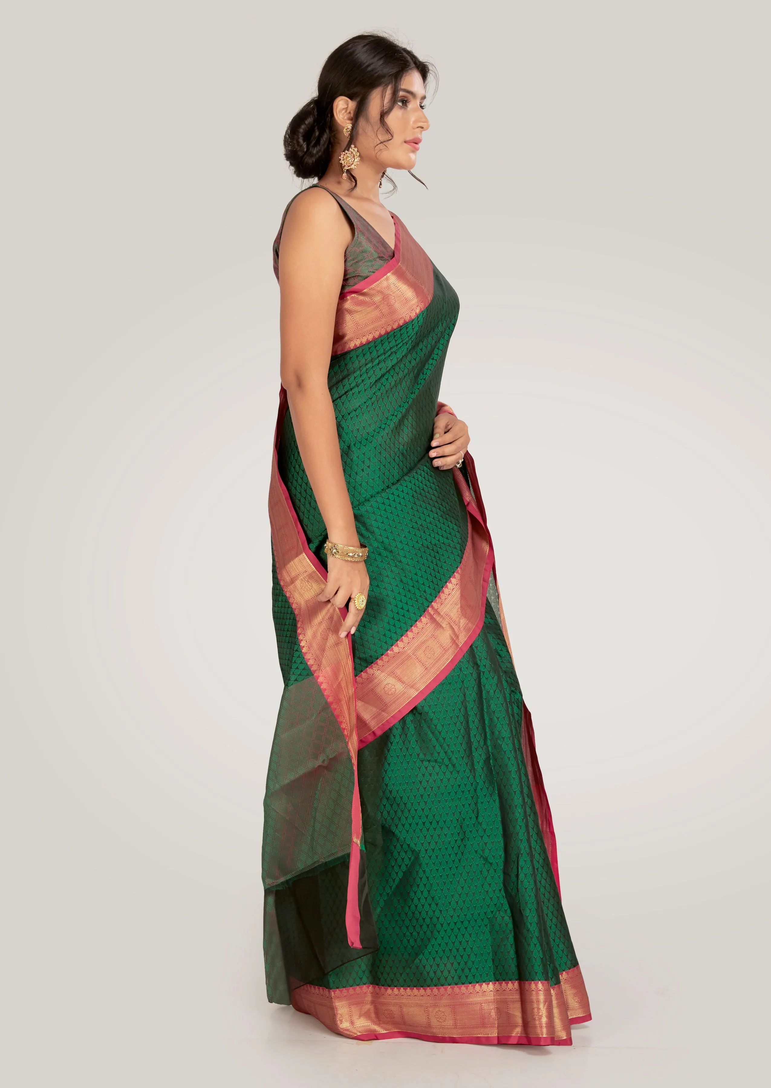 Forrest Green Silk Saree